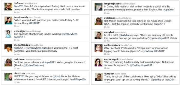 Screen capture of tweets