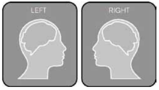 Left and right profiles of a human head labeled Left and Right.