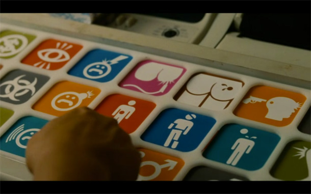 Keyboard with simplistic symbols.