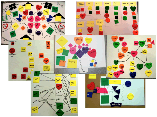 A collection of trust maps made paper cutouts