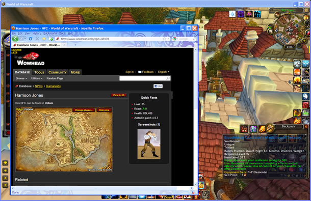 screencap of vidoegame and database screen