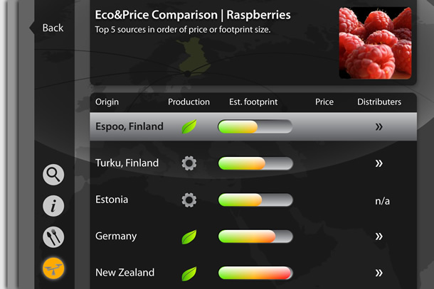 screencap of Foodprint app