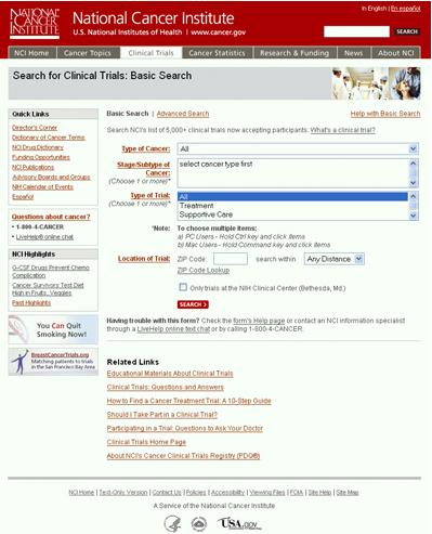 National Cancer Institute website
